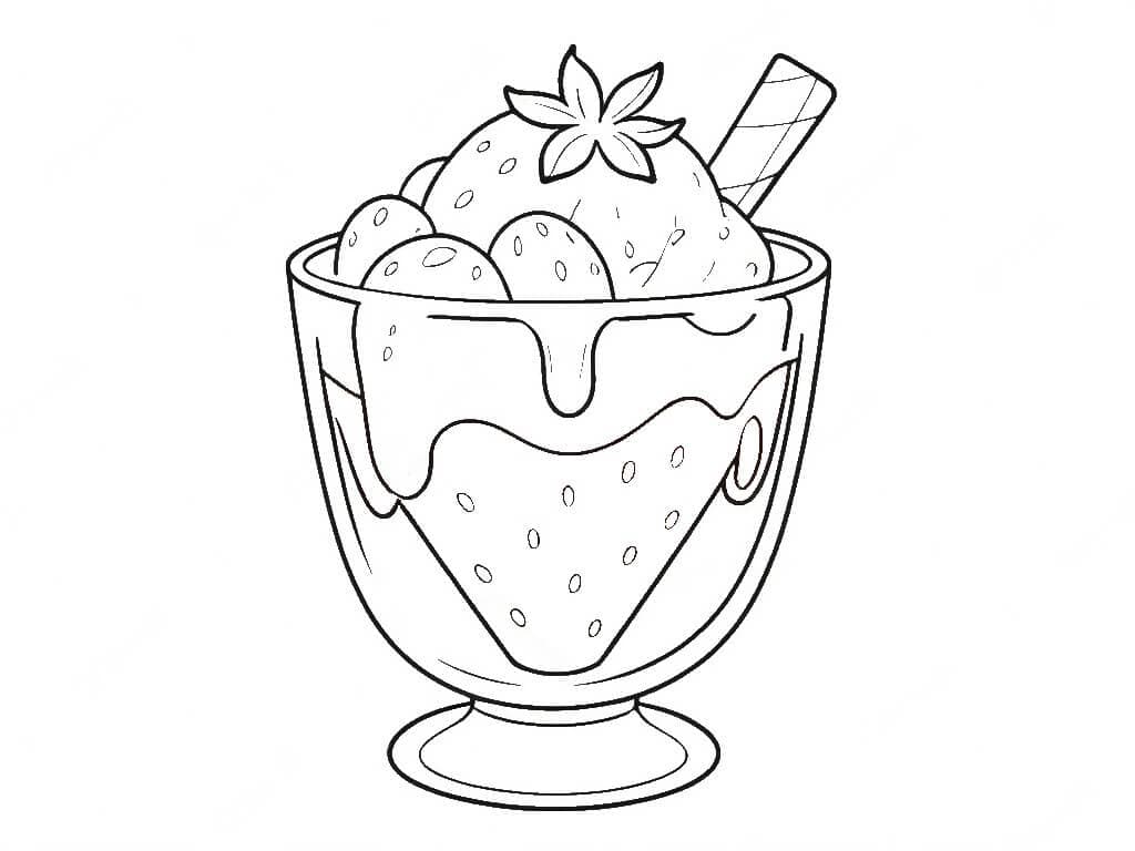 Dessert alla fragola da colorare