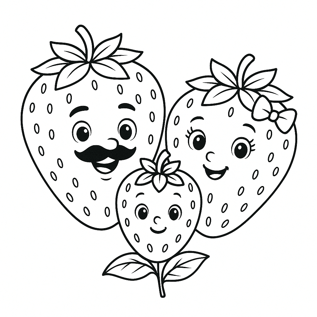 Famiglia di fragole da colorare