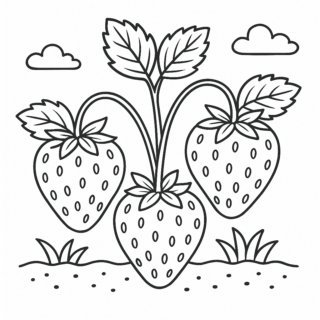 Fragole dal giardino da colorare