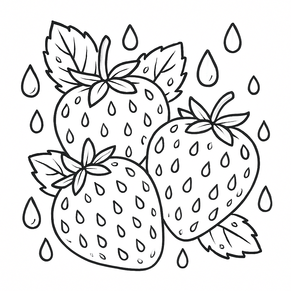 Fragole sotto la pioggia da colorare