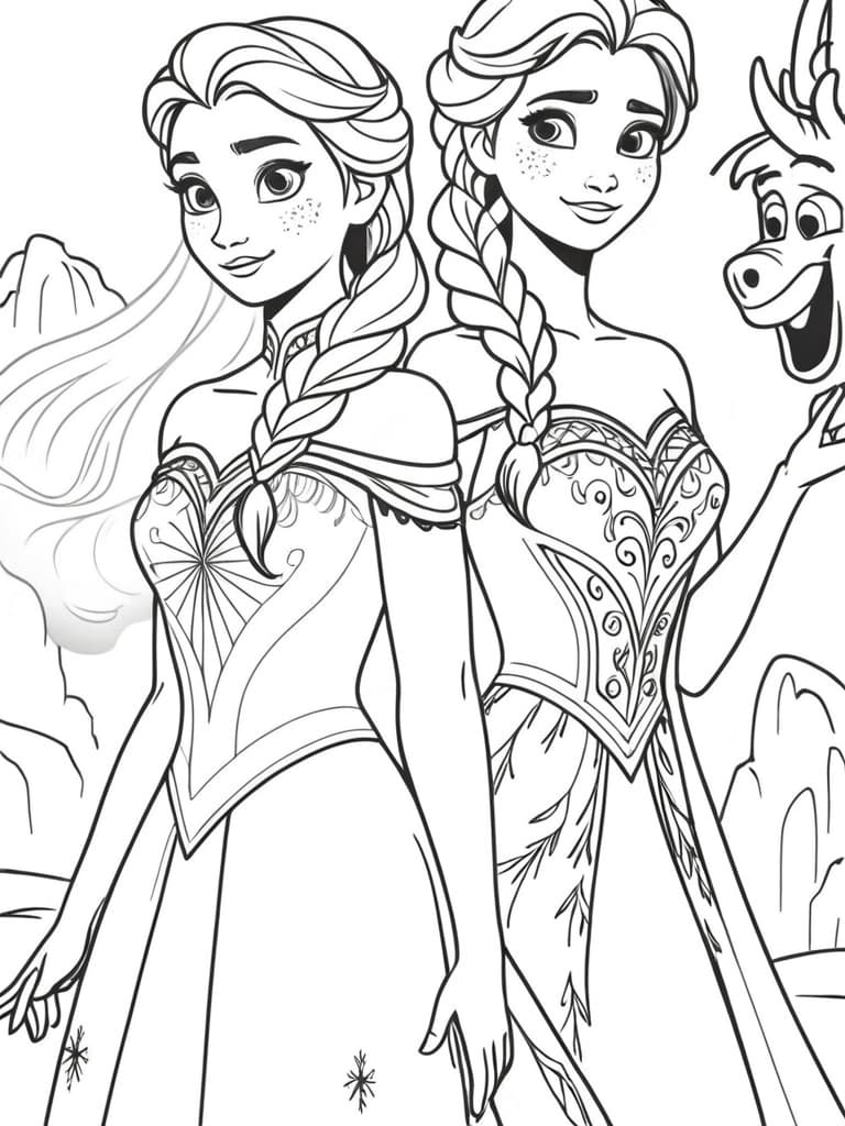 Anna e Elsa da colorare