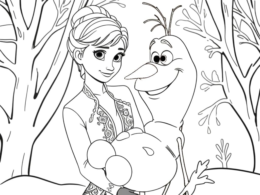 Anna e Olaf da colorare