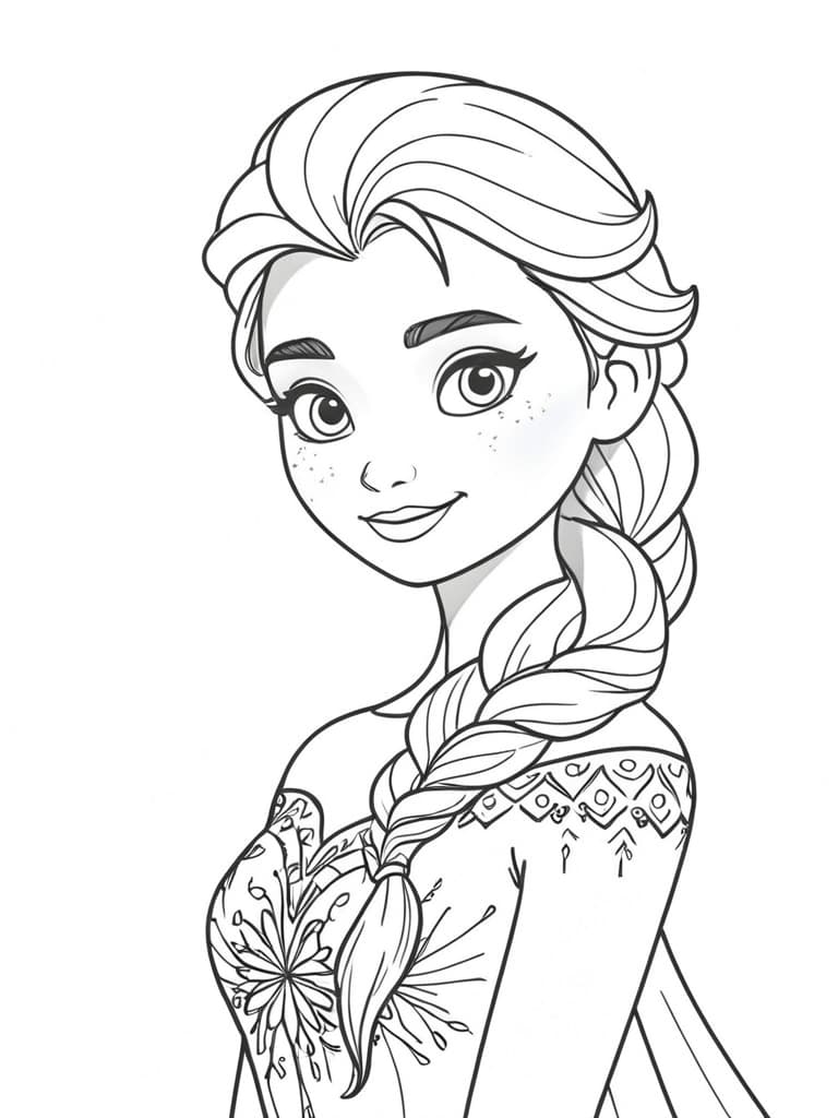 Elsa con abito azzurro ghiaccio da colorare