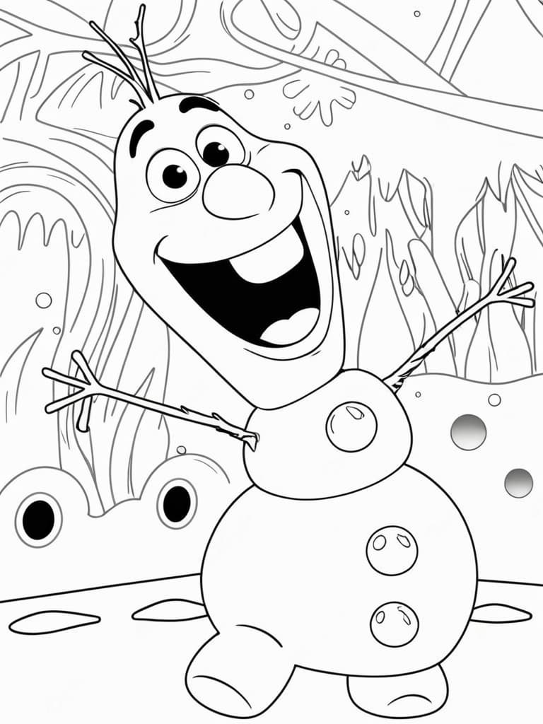 Olaf nella neve da colorare