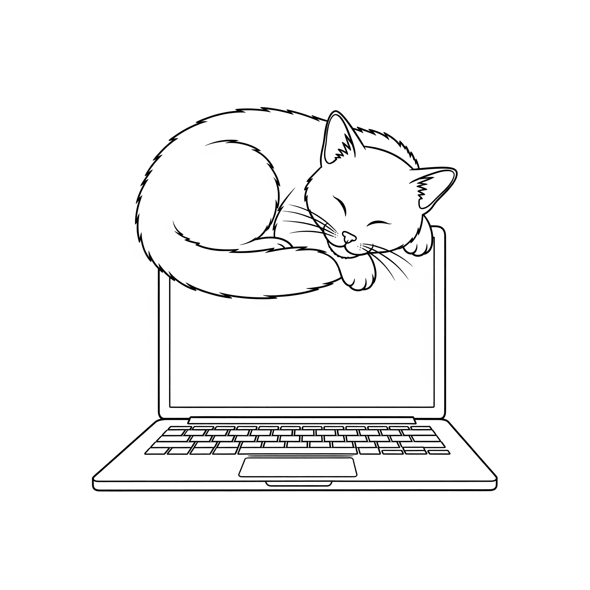 Gatto che dorme sul laptop da colorare