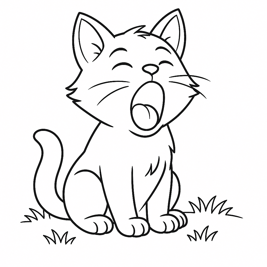 Gatto che sbadiglia da colorare