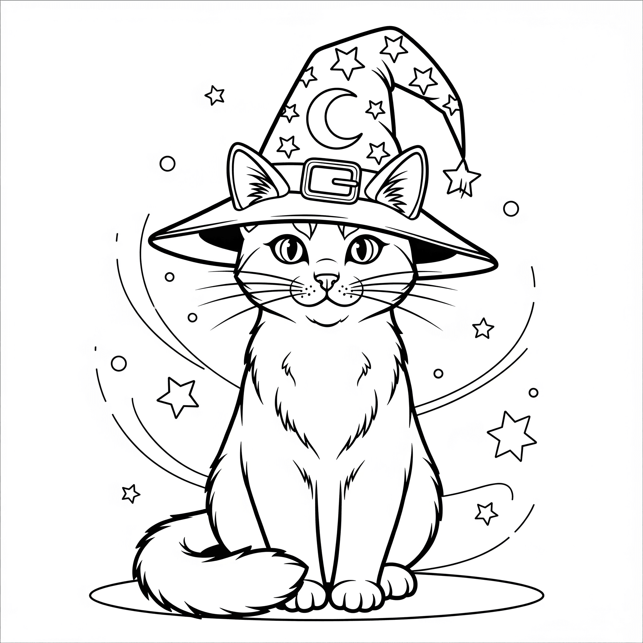 Gatto con cappello da colorare