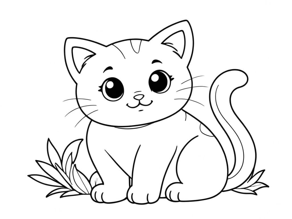 Gatto tra le foglie da colorare