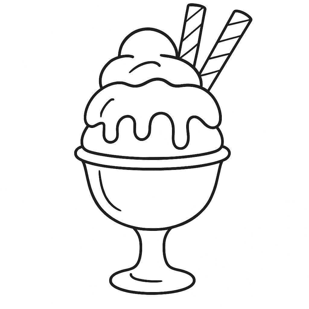 Coppa gelato con fette di frutta da colorare