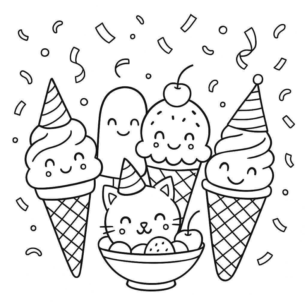 Festa del gelato da colorare