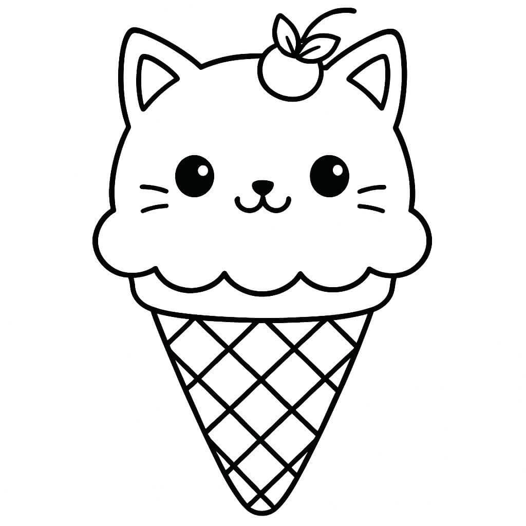 Gatto gelato kawaii da colorare