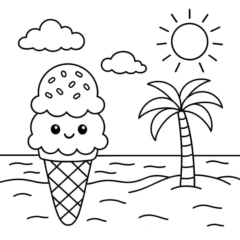 Gelato in spiaggia da colorare