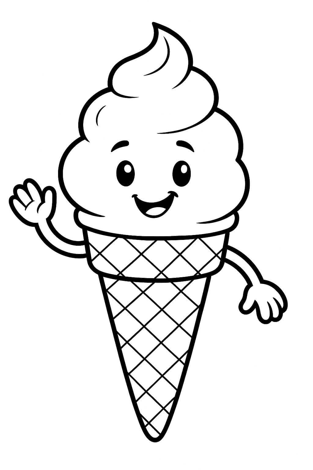 Gelato sorridente da colorare