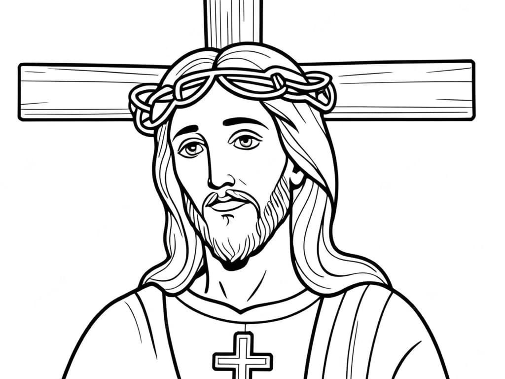Gesu davanti alla croce da colorare