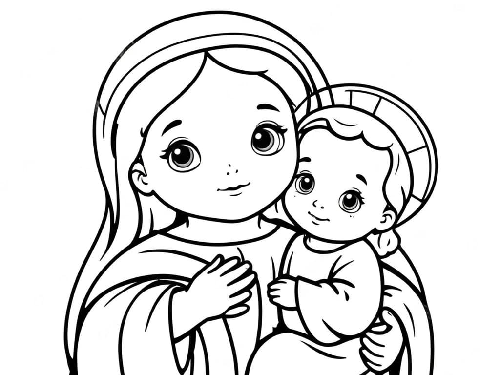Gesu e Maria da colorare