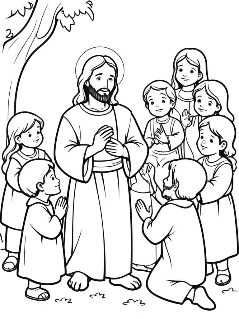 Gesu insegna ai bambini da colorare