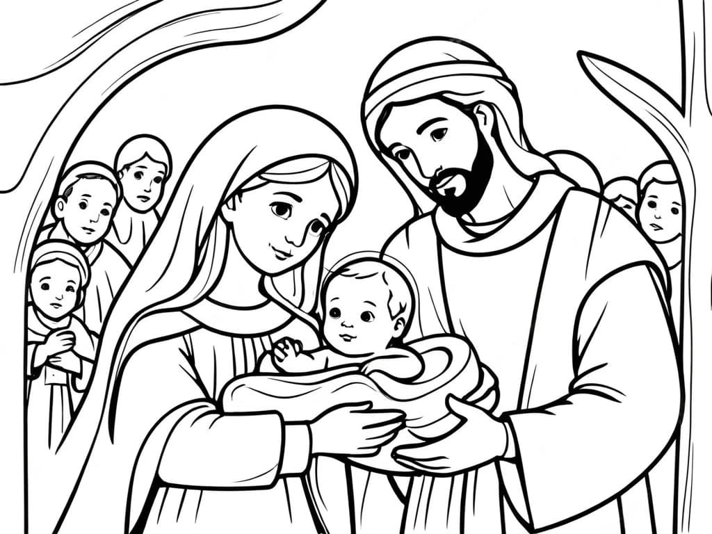 Nascita di Gesu Cristo da colorare