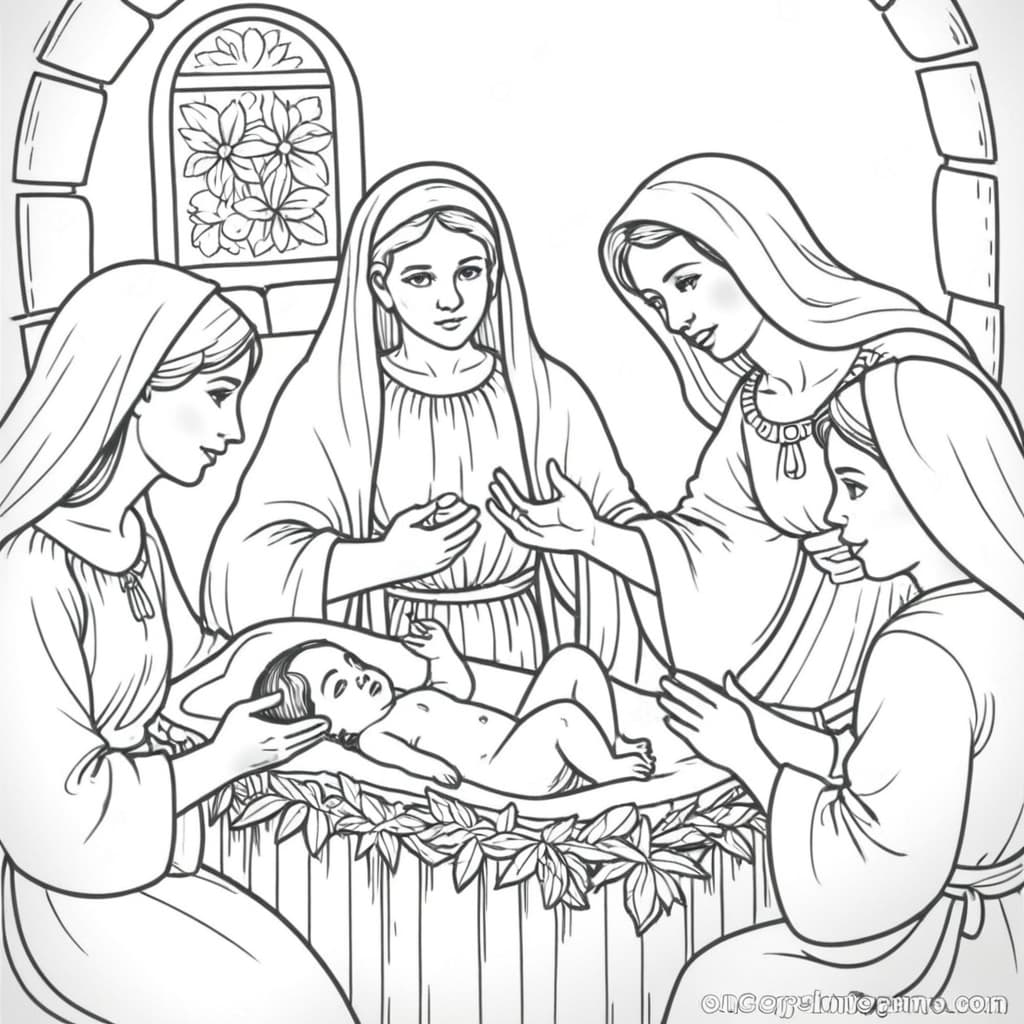Nascita di Gesu da colorare