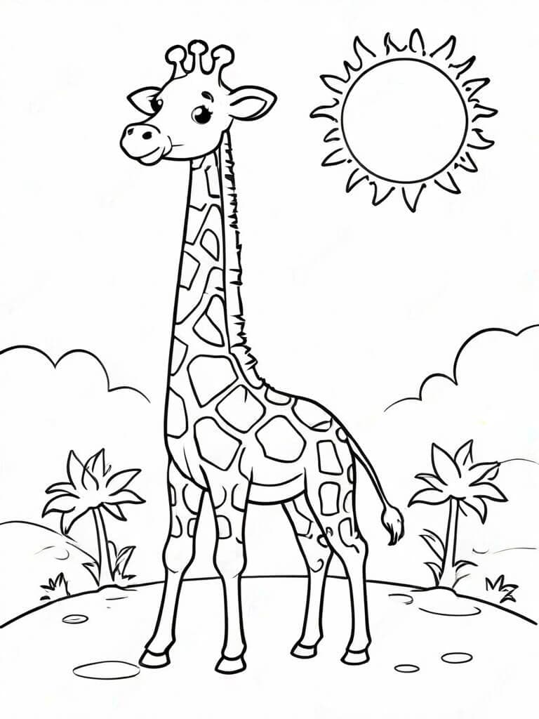 Giraffa al sole da colorare