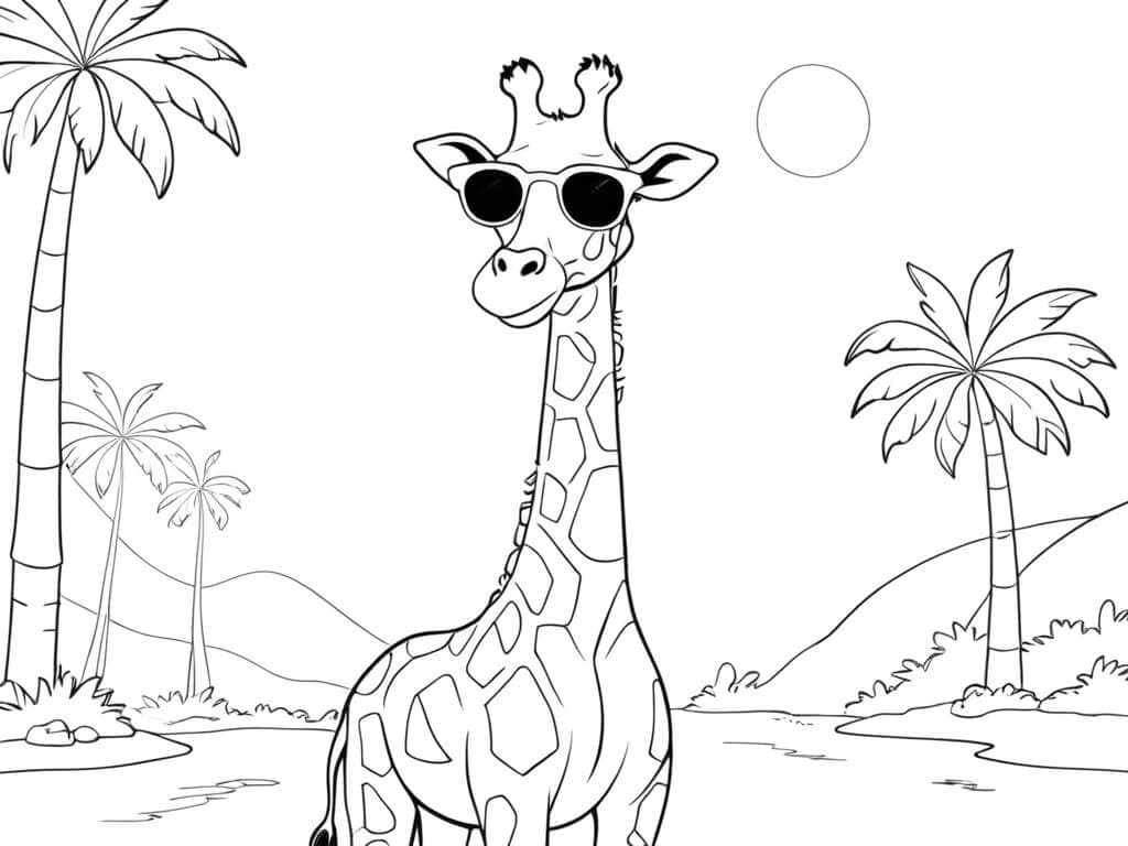 Giraffa con occhiali da colorare
