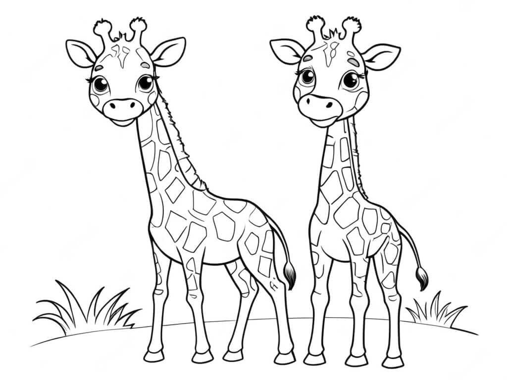 Piccole giraffe da colorare