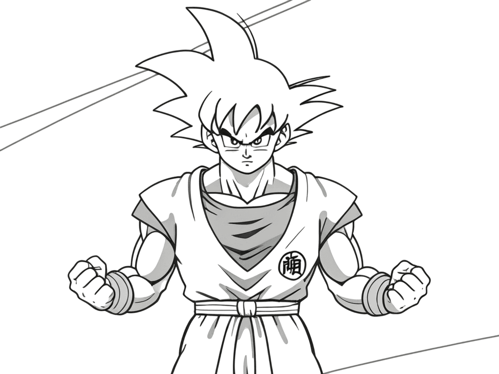 Goku in bianco e nero da colorare