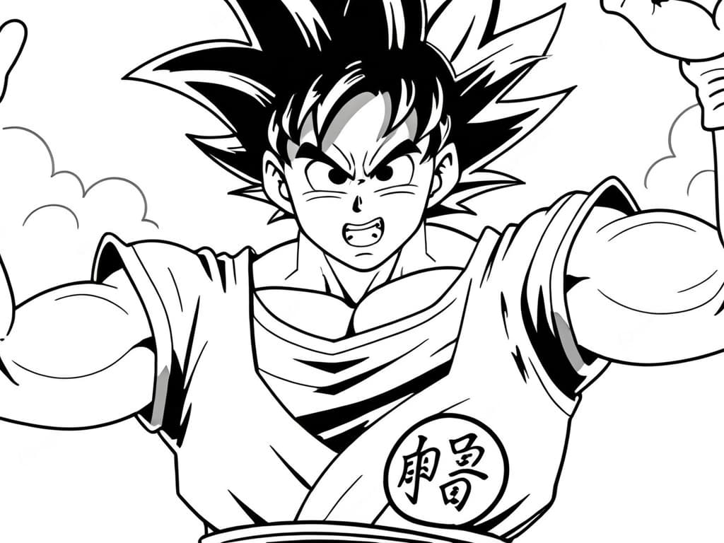 Schizzo di Goku da colorare