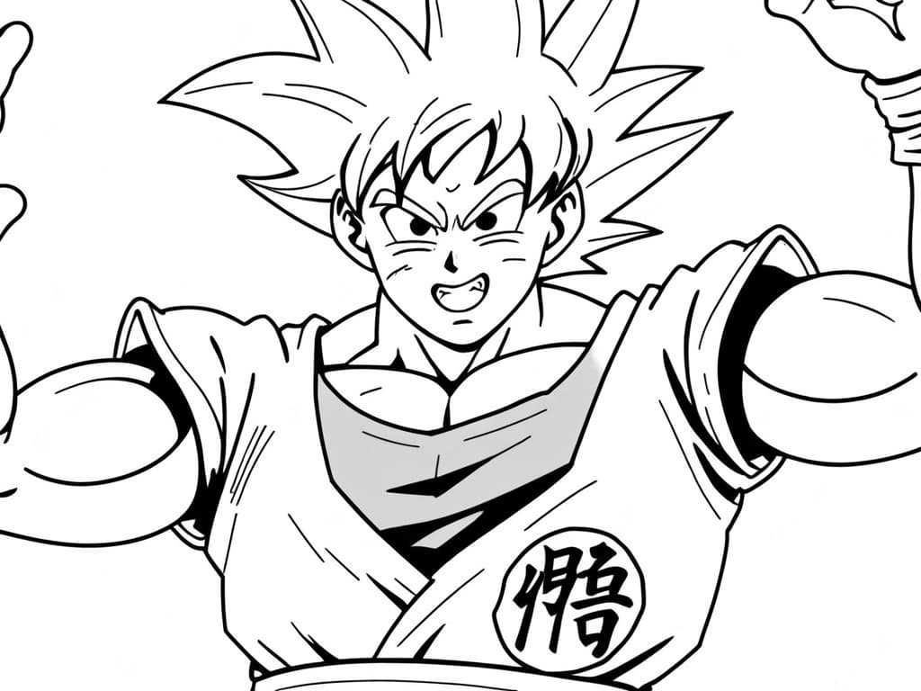 Goku in posa da combattimento da colorare