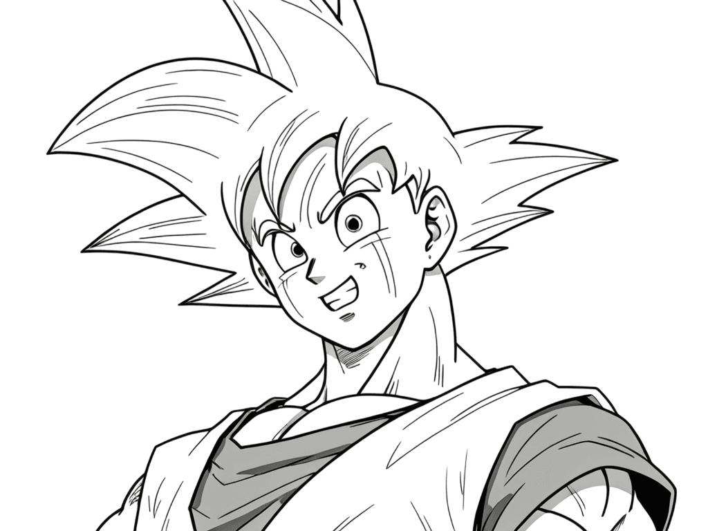 Goku pronto al combattimento da colorare