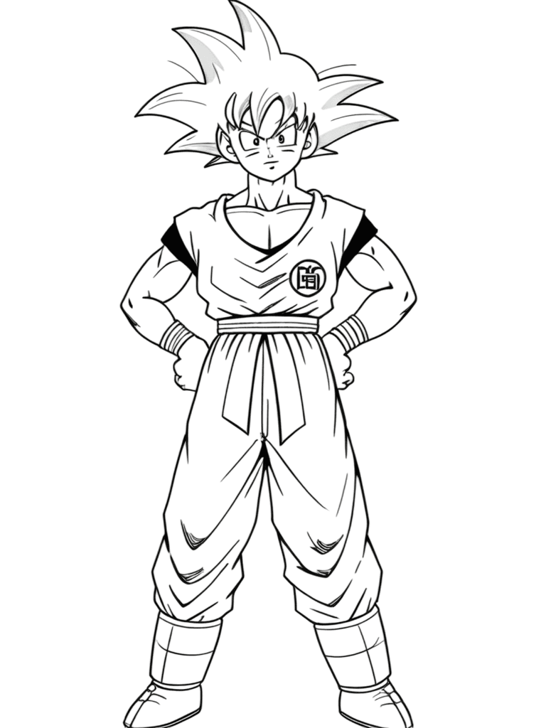 Goku sulla nuvola volante da colorare