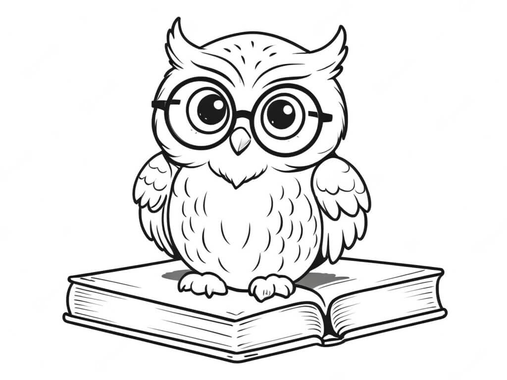 Gufo su libro da colorare