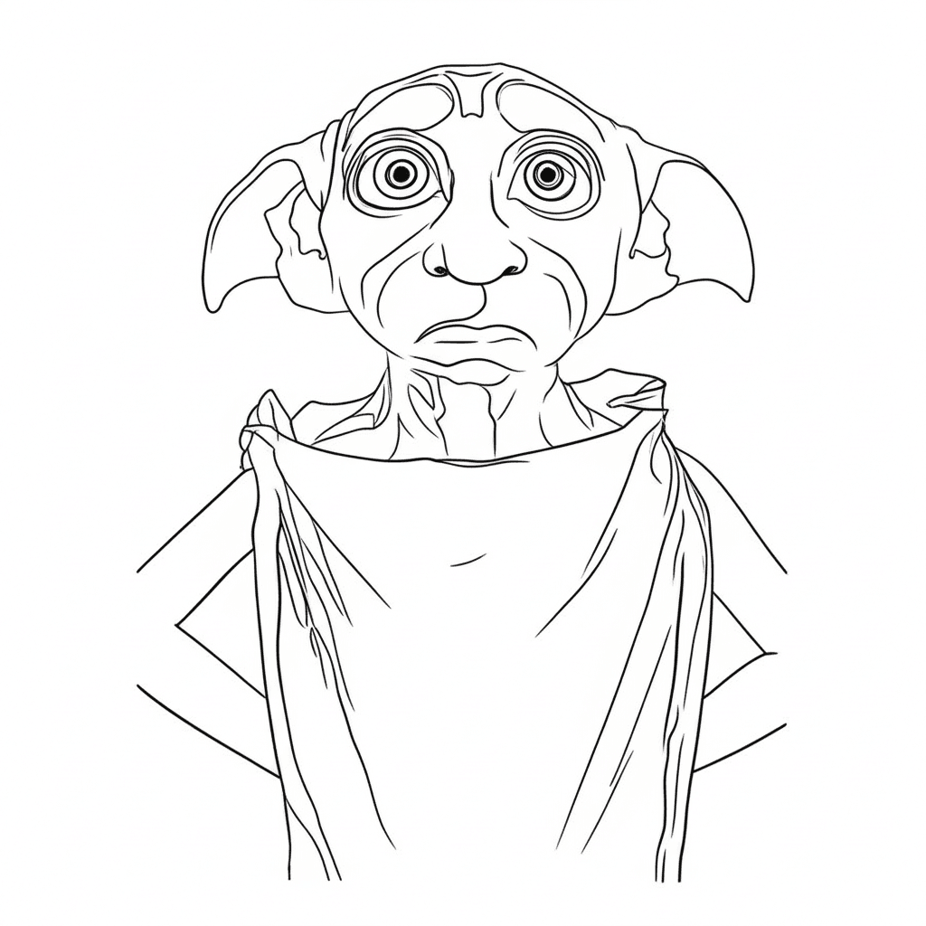 Dobby spaventato da colorare