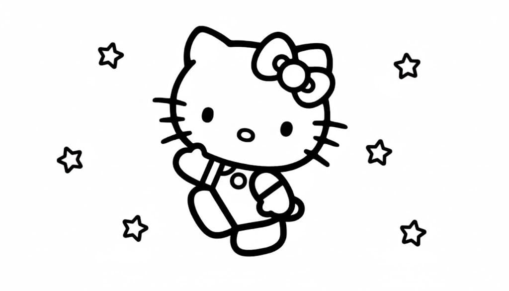Hello Kitty con stelle da colorare