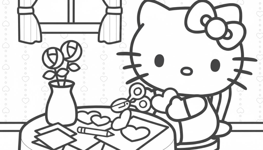 Hello Kitty fa lavoretti da colorare