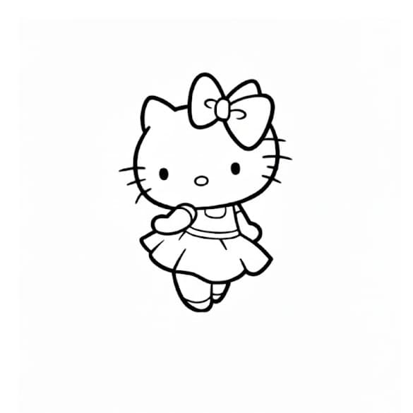 Hello Kitty in vestito da colorare