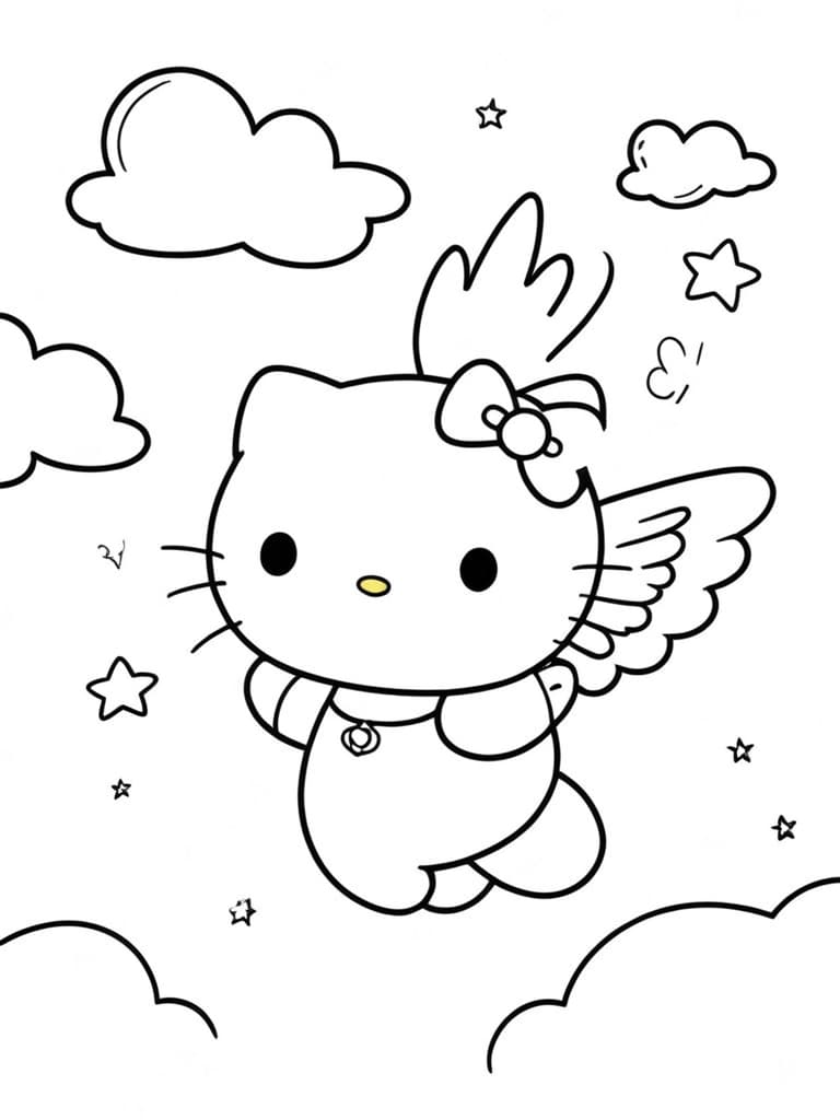 Hello Kitty vola da colorare