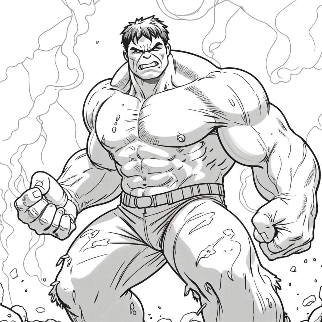 Hulk con fulmini e tuoni da colorare