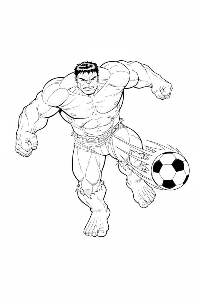 Hulk gioca a calcio da colorare