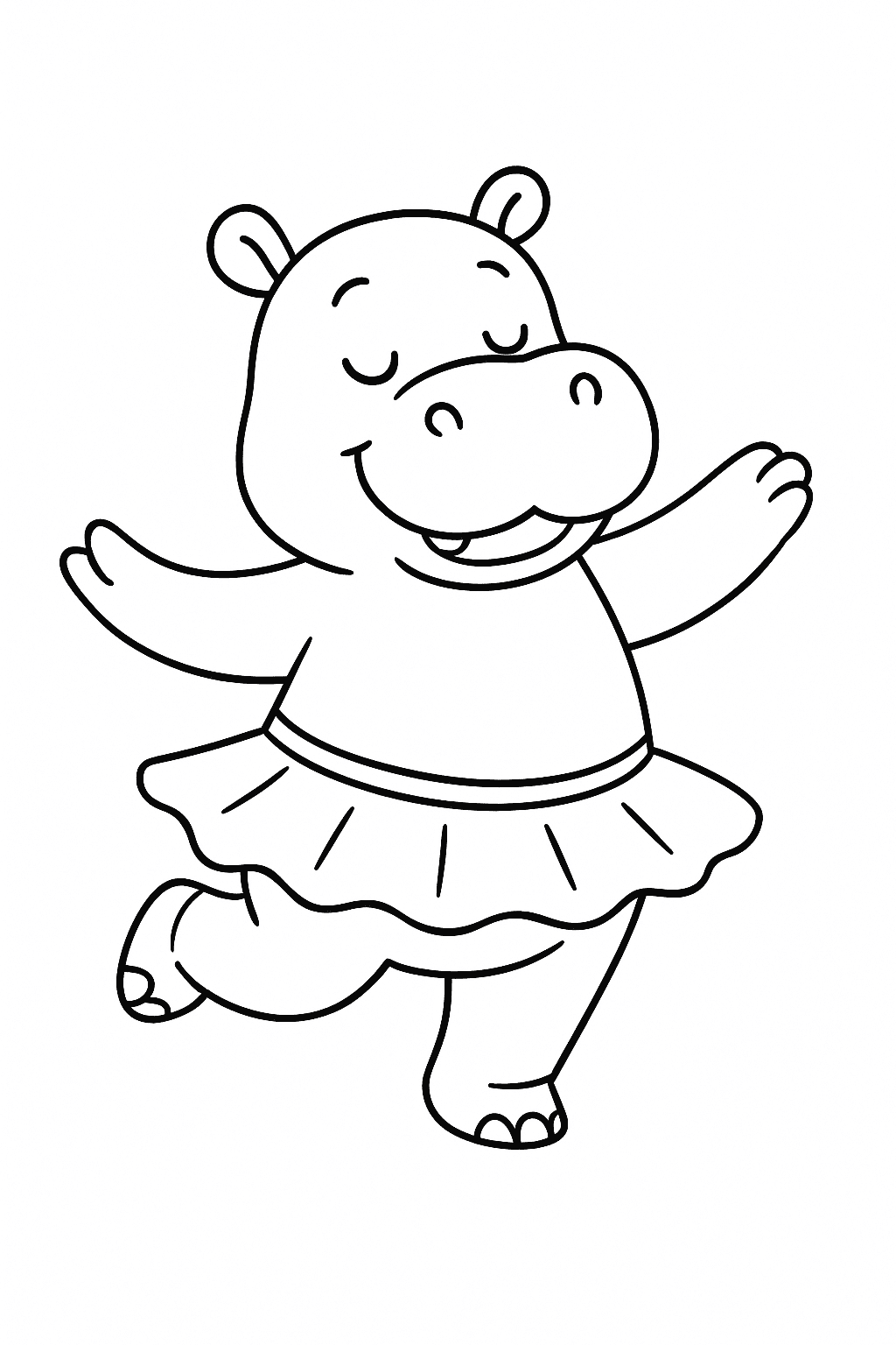Ippopotamo che balla da colorare