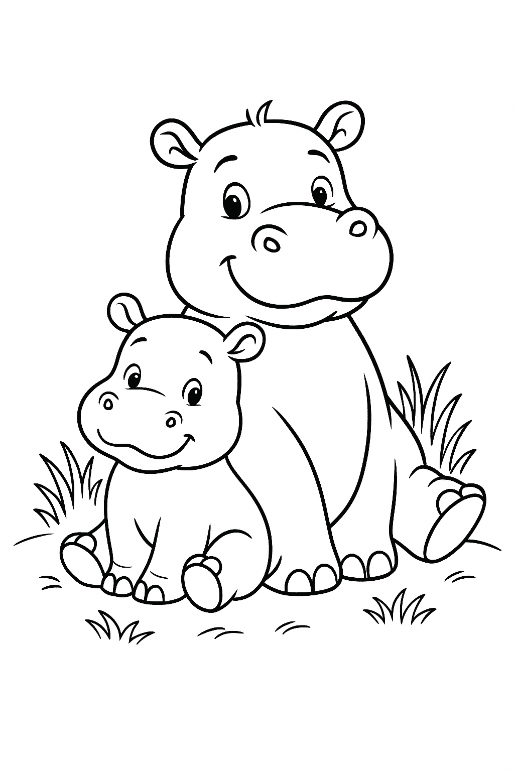 Ippopotamo con cucciolo da colorare