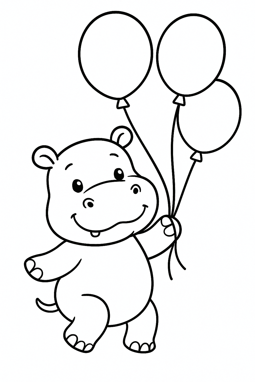 Ippopotamo con palloncini da colorare
