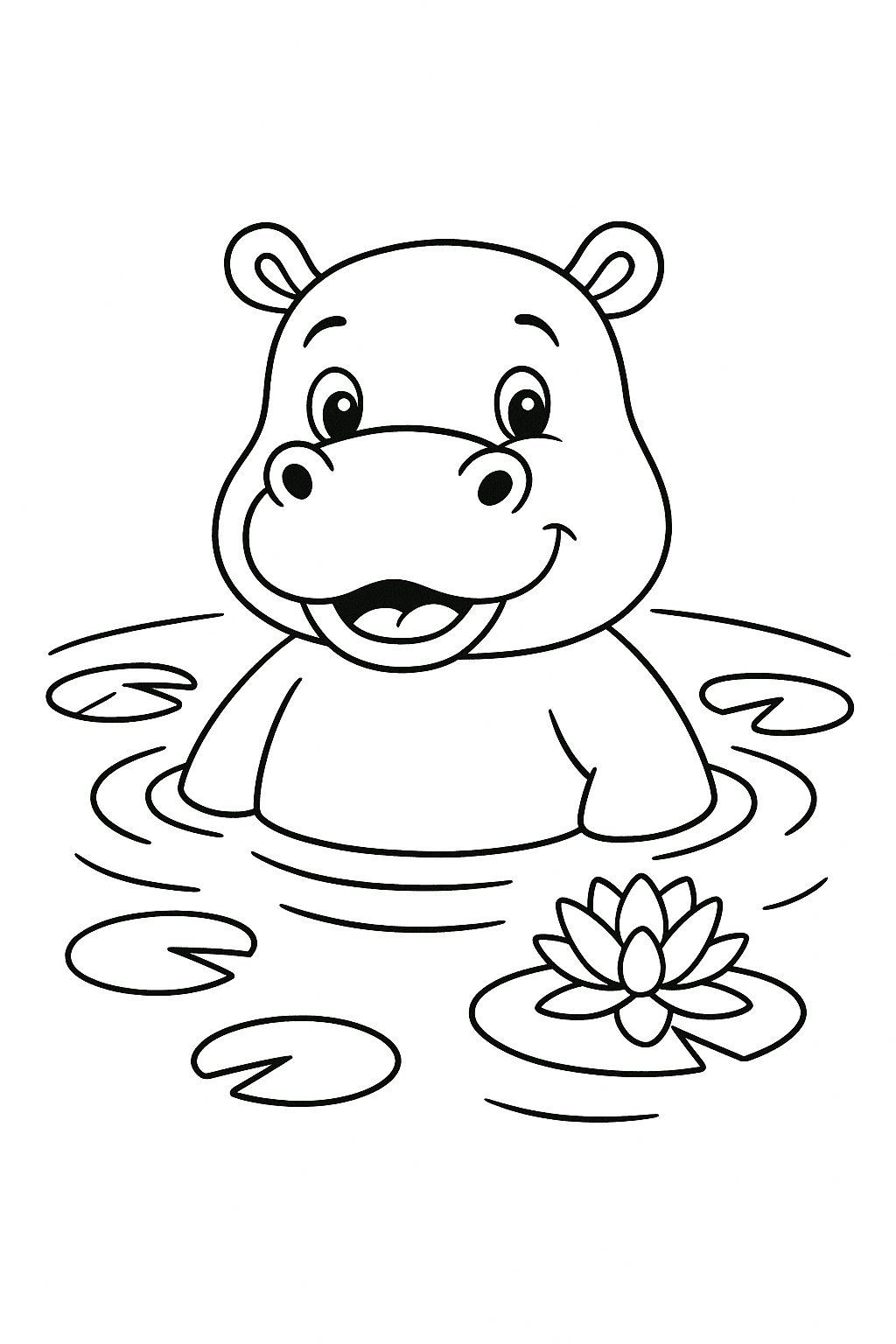 Ippopotamo nel fiume da colorare