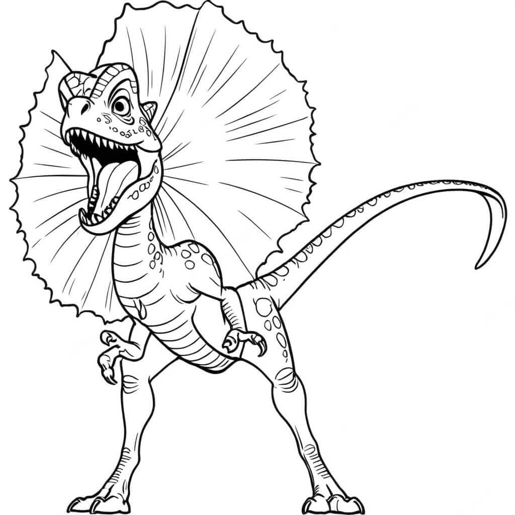 Dilofosauro di Jurassic Park da colorare