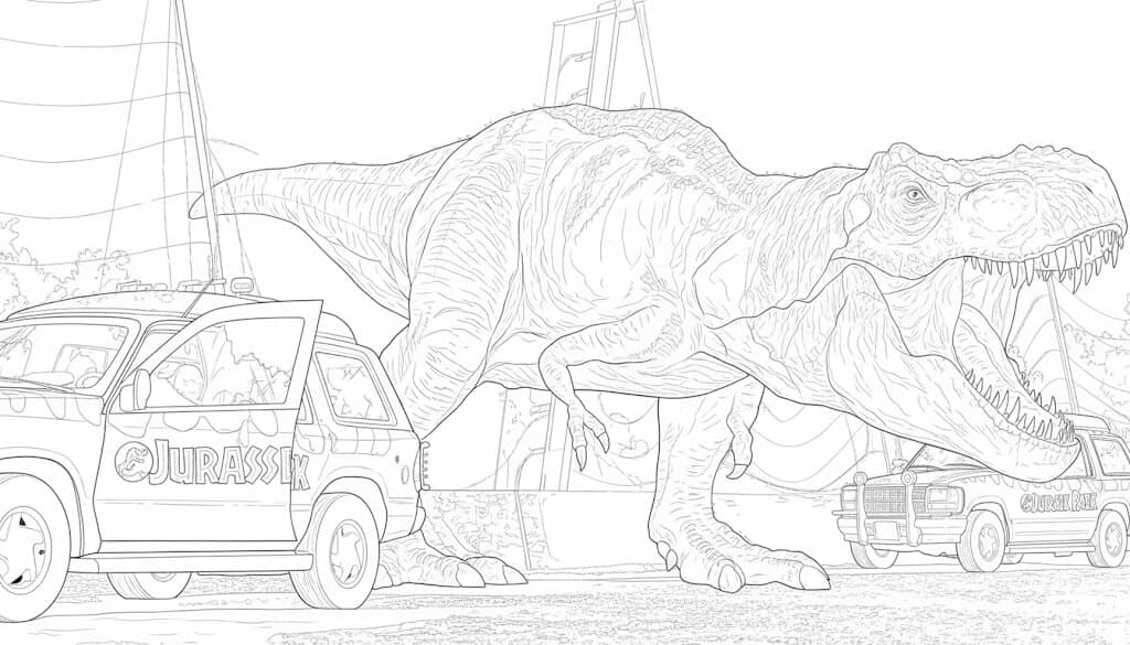 Jeep di Jurassic Park da colorare