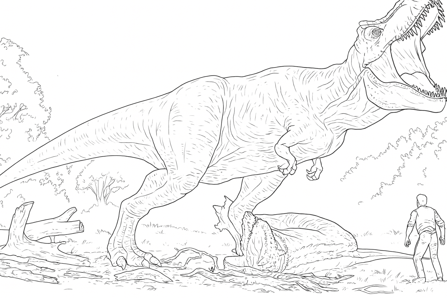 Scena di Jurassic Park da colorare
