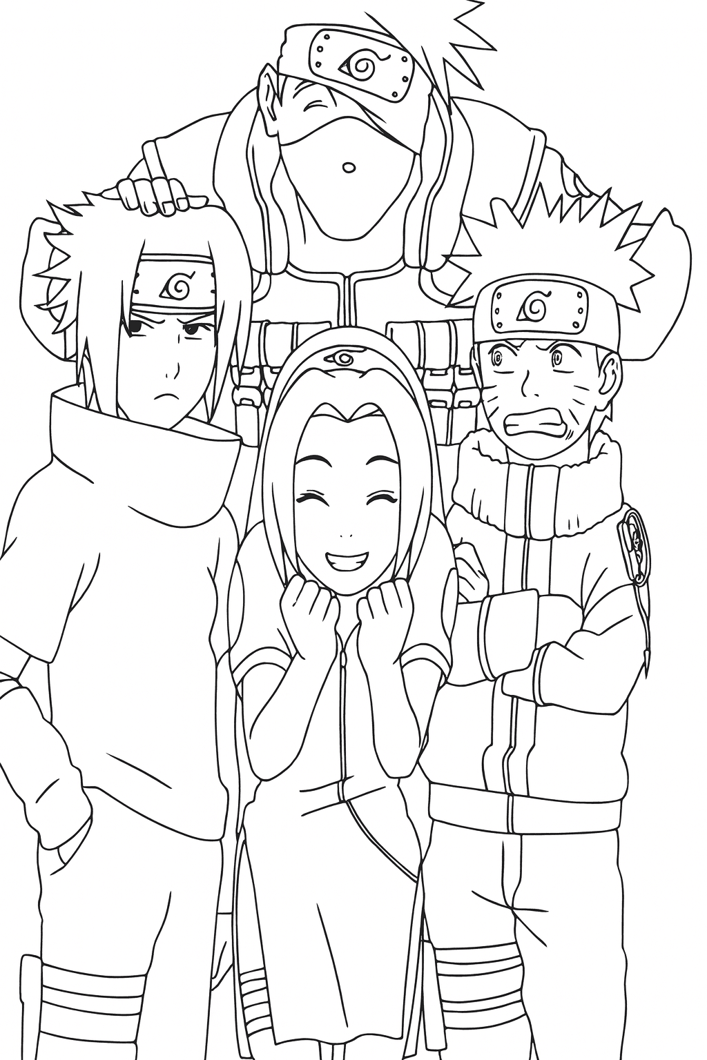 Kakashi con il suo team disegno da colorare