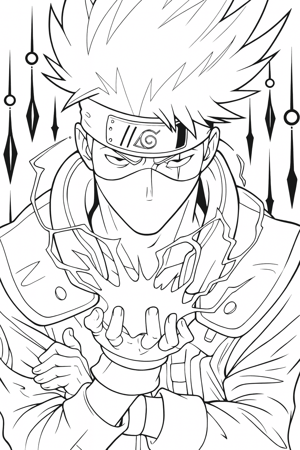 Kakashi con potere Jutsu disegno da colorare