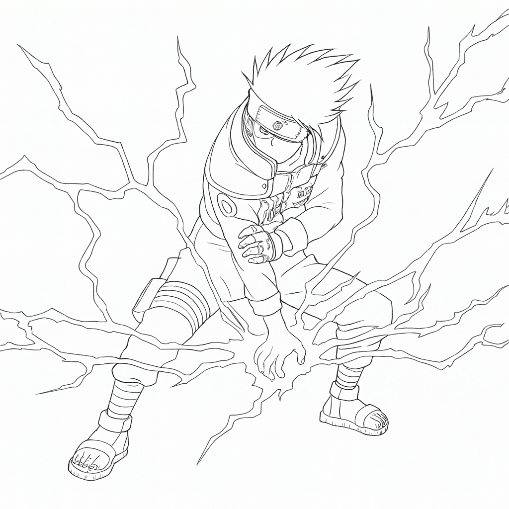 Kakashi in combattimento disegno da colorare