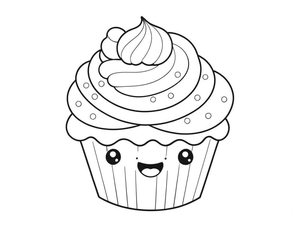Cupcake kawaii da colorare