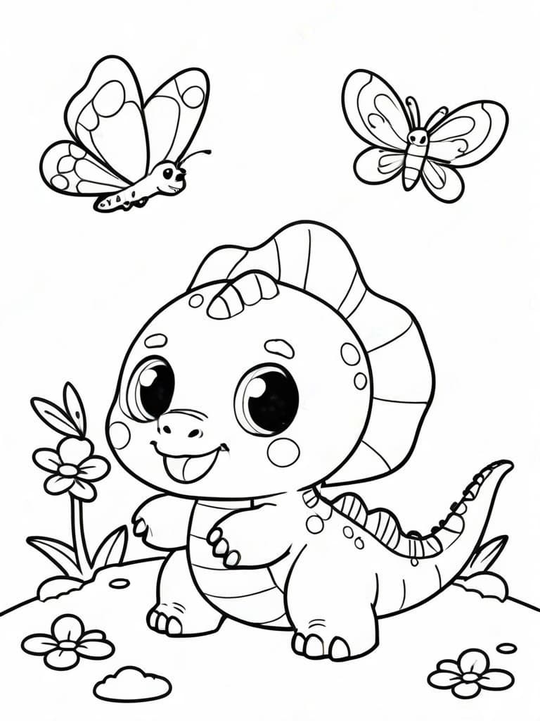 Dinosauro kawaii da colorare